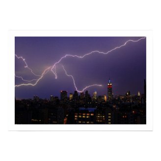 Massive Lightning Strike Over Midtown NYC Skyline Print