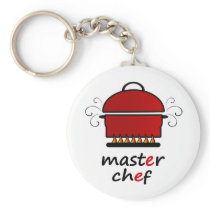 Master Chef With Hot Pot And Lid On Flames Keychains