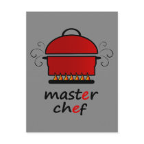 Master Chef With Hot Pot And Lid On Flames Post Card