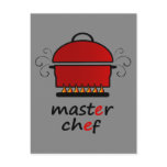 Master Chef With Hot Pot And Lid On Flames Post Card