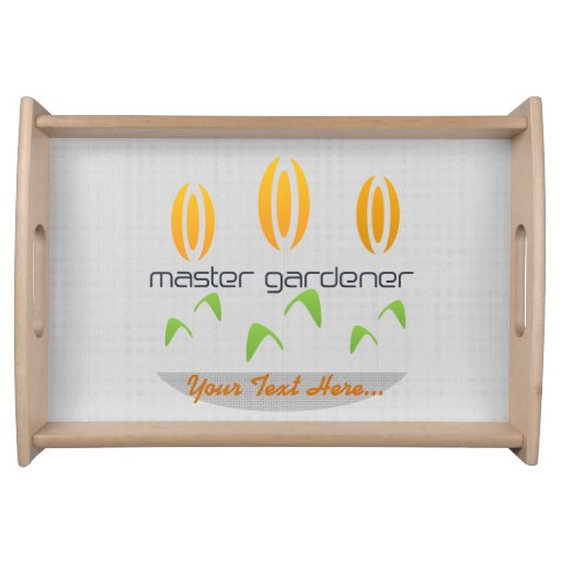Master Gardener Logo Floral Orange Green Tray Serving Platter | Zazzle