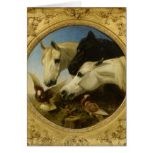 Masterpiece horse & dove painting John Herring Greeting Card