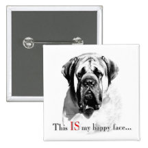 Mastiff Happy Face Button