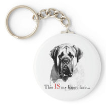 Mastiff Happy Face Keychain