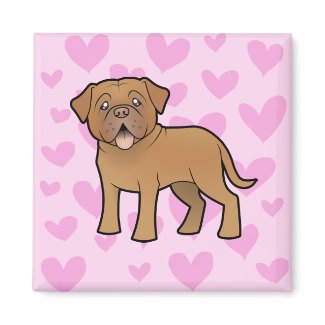 Dogue De Bordeaux Love Magnet Cartoon Dogue De Bordeaux Love Hearts Magnet