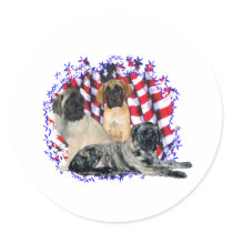 Mastiff (puppies) Patriot Round Sticker