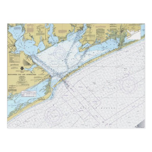 Matagorda Bay Texas Nautical Harbor chart postcard Zazzle