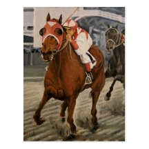 Match Race – Seabiscuit vs. War Admiral Painting Post Cards