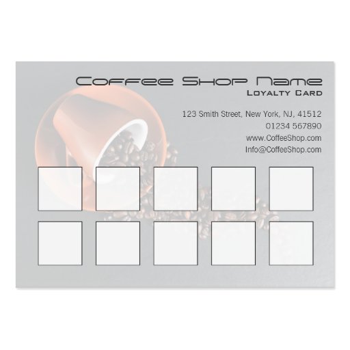 Matching Coffee Shop Loyalty Stamp Card Business Card Template (back side)