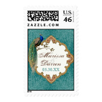 Matching Postage - Golden Peacock & Swirls