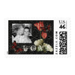 Matching Postage - IBlack n Cream Red Tulip Damask