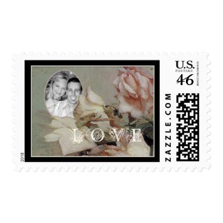 Matching Postage - Impressionist Cream Pink Roses stamp