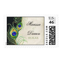 Matching Postage - Peacock Feathers Wedding Love
