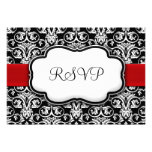 Matching RSVP Black/White Damask Red Ribbon invitations