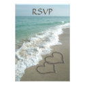 Matching Sand Hearts on the Beach, Romantic Ocean Personalized Invites
