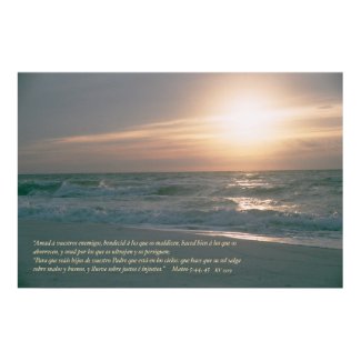 Mateo 5: 44, 45 con Salida del Sol print