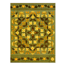 Materia textil floral del trullo terroso postal