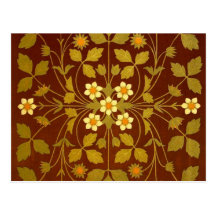 Materia textil floral terrosa de Brown Postales