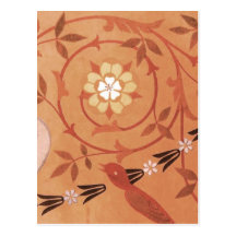 Materia textil rosada de la vid y del florero postales