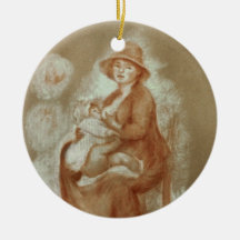 Maternity, 1885-6 (red chalk on paper) christmas ornament