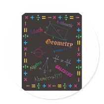 Math Design Black Round Stickers