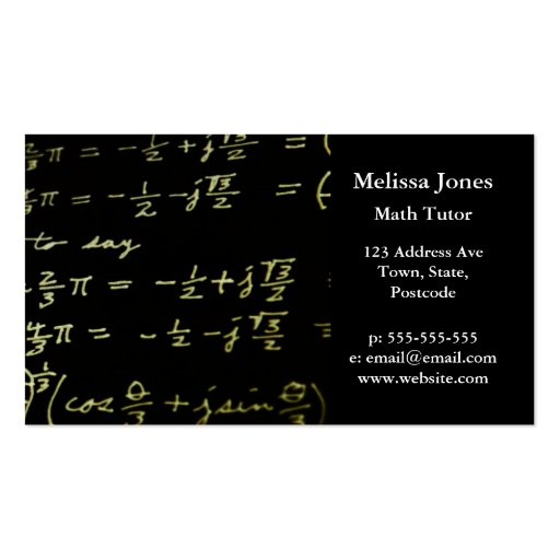 Math equations blackboard maths tutor / teacher business cards