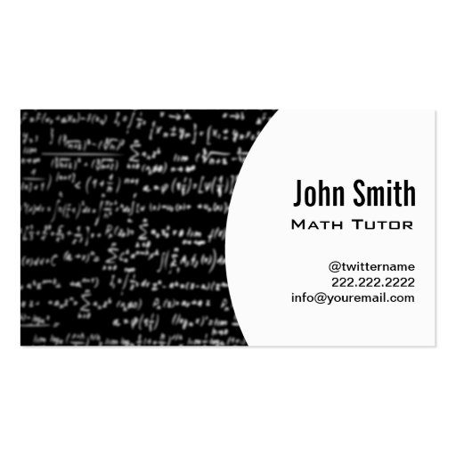 Math Equations Math Tutor Business Card (white) (front side)