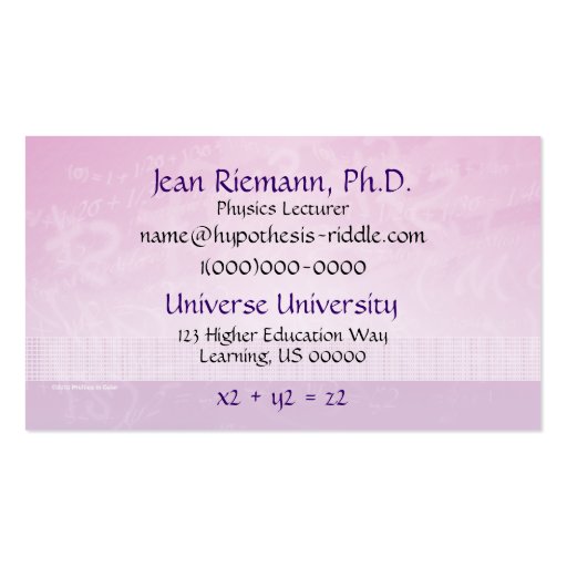 Math Prof Equations Business Card (back side)