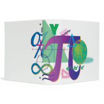 math, mathematics, pi day, school, education, science, teacher, student, college, high school, symbols, equations, formula, algebra, physics, calculating, protractor, angles, geometry, dooni designs, academics, research, Binder with custom graphic design