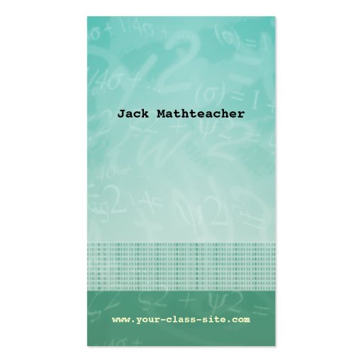 Math Teacher Equations Green Business Card