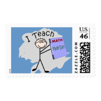 Math Teacher Stick Person "I Teach" postage