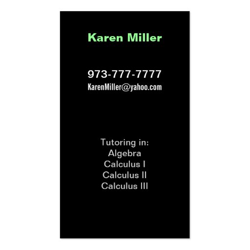 Math Tutor Business Cards (back side)