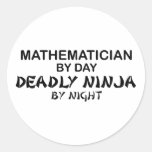 Mathematician Deadly Ninja by Night Round Sticker