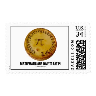 Mathematicians Love To Eat Pi (Pi On A Pie) Postage Stamp