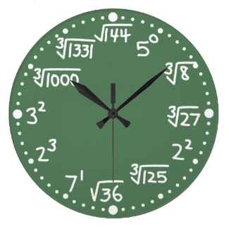 Maths Exponents Square and Cube Roots Wall Clock