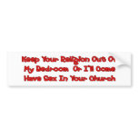 Mating In Your Church Bumper Stickers