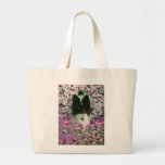 Matisse in Flowers - White & Black Papillon Dog Canvas Bag