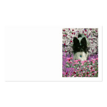 Matisse in Flowers - White & Black Papillon Dog Business Card