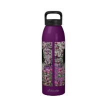 Matisse in Flowers - White & Black Papillon Dog Reusable Water Bottles
