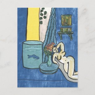 Nudité de style de Matisse avec des poissons postcard