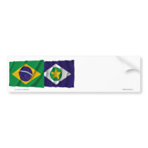 Mato Grosso & Brazil Waving Flags Bumper Sticker