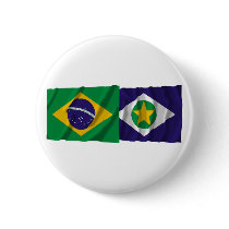 Mato Grosso & Brazil Waving Flags buttons
