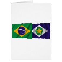 Mato Grosso & Brazil Waving Flags cards