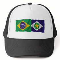 Mato Grosso & Brazil Waving Flags hats