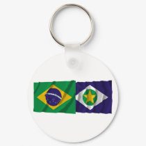 Mato Grosso & Brazil Waving Flags keychains by Vexillophile Mato Grosso & Brazil Waving Flags keychains