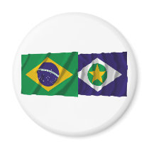 Mato Grosso & Brazil Waving Flags magnets