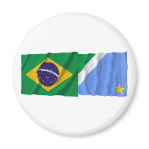 Mato Grosso do Sul & Brazil Waving Flags magnets