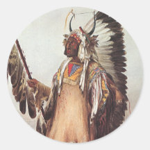 Mato-Tope, A Mandan Chief Portrait by Karl Bodmer Round Sticker