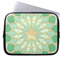 Matrix golden stars expanding circles pastel green computer sleeve