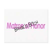 Matron of Honor Brides Bitch Pink Black Post Cards
